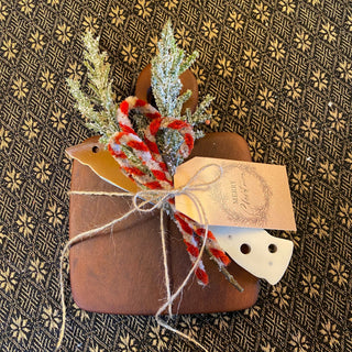 Handcrafted Cherry Wood Cheese Board Swiss Set