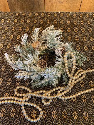 Flocked PIne Candle Ring 2.5"