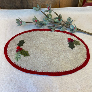 Holly & Berries Candle Mat #1