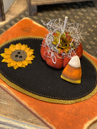 Golden Yellow/Persimmon Candle Mat Oval