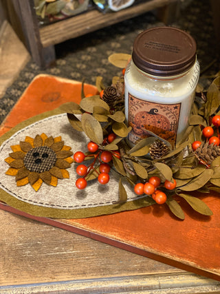 Burnt Orange Sunflower Candle Mat