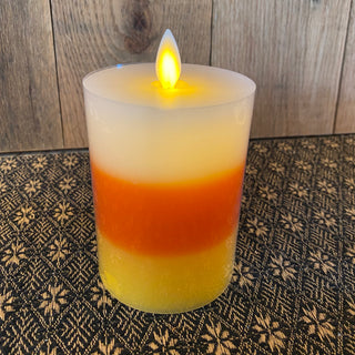 Moving Flame LED Candle - Candy Corn 3x4"