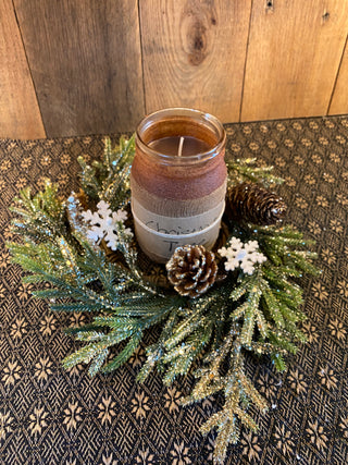 Snowflakes & Pinecones Candle Ring 4.5"