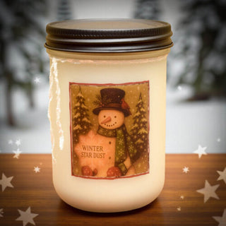 Winter Star Dust Frosted White Farmhouse Candle 18oz